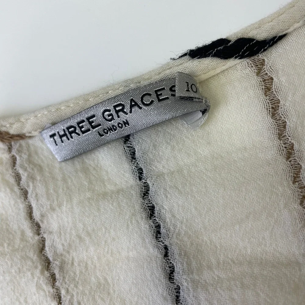 Three Graces London Striped Cotton Midi Dress 10 Beach Resortwear EuroSummer - Picture 6 of 16
